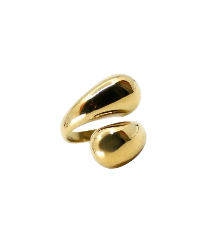 BAGUE AURA - Double Goutte Dorée