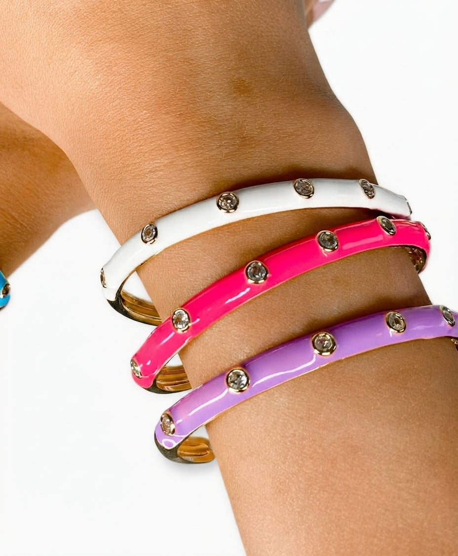 CANDY BRACELET - Bracelet Jonc Émail Strass