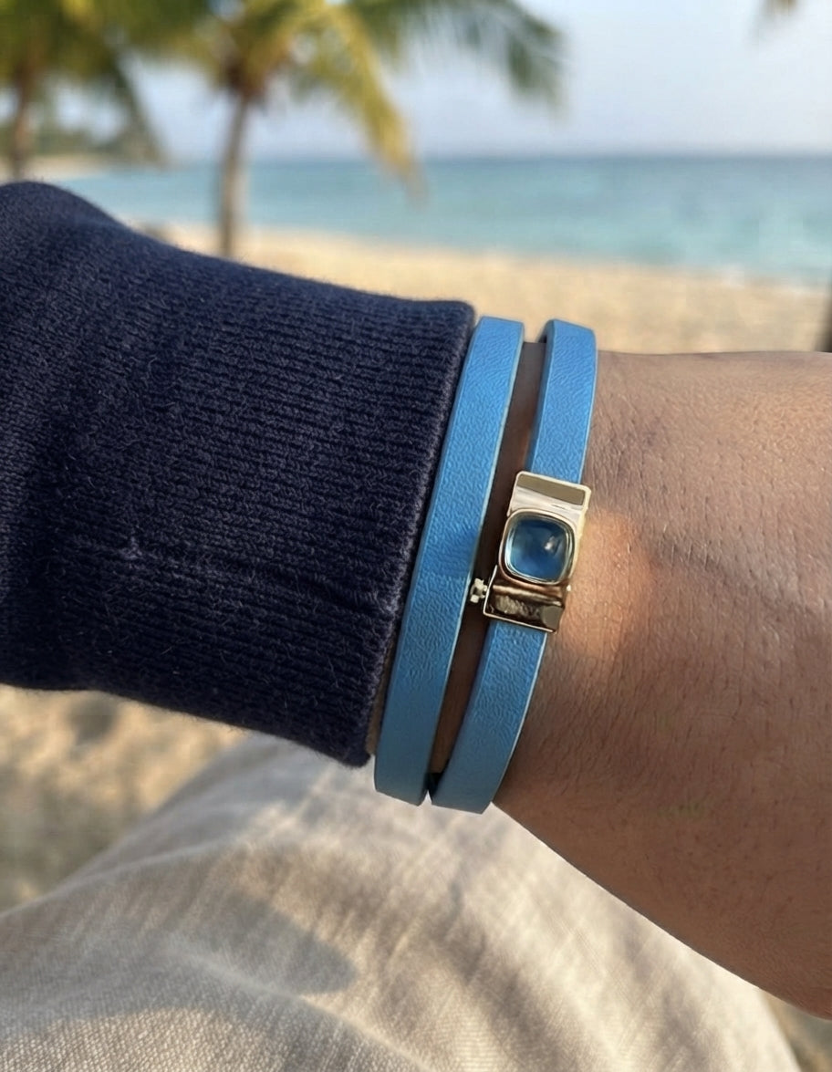 AZUR - Bracelet 100% Cuir Double Tour