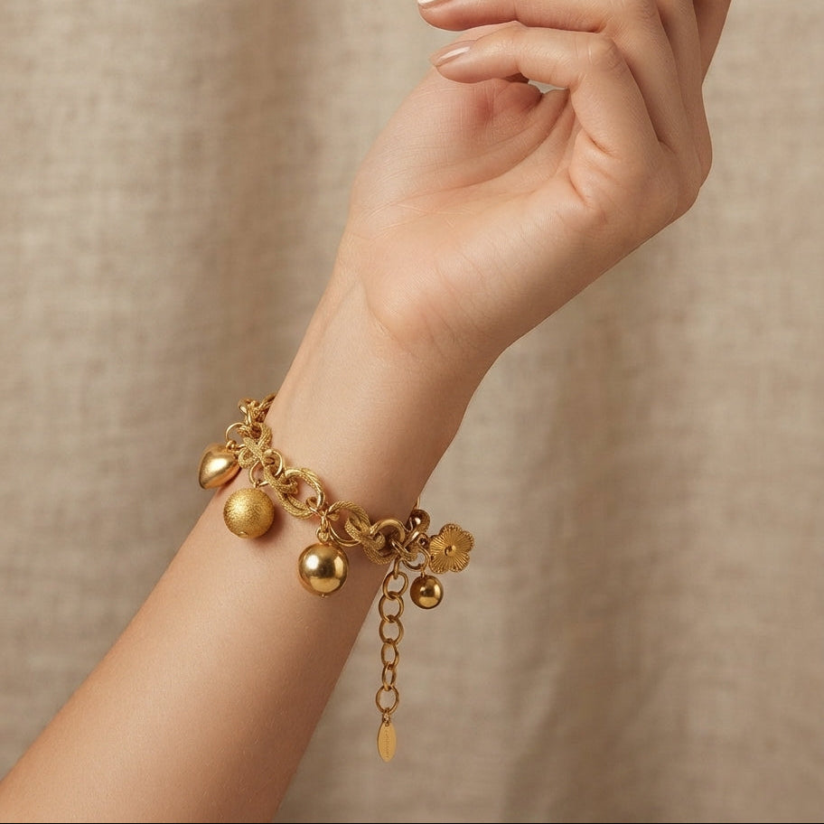 CHARMS DOLCE - Bracelet Charms Cœur Goutte Doré