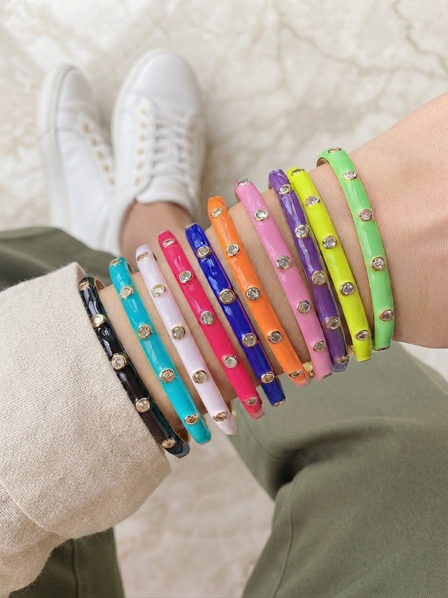 CANDY BRACELET - Bracelet Jonc Émail Strass
