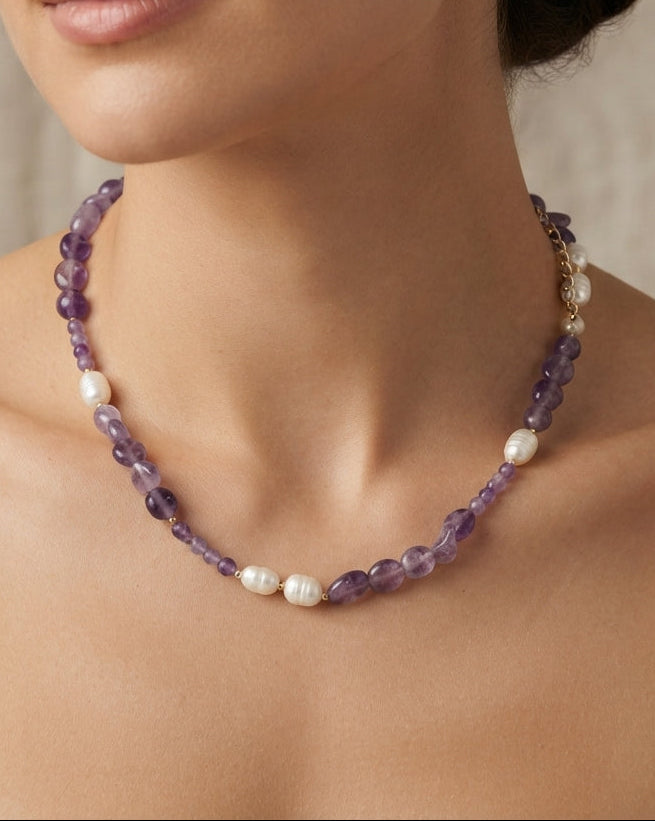 AMETHYST COLLIER - Collier Perles Améthyste & Perles d'Eau Douce