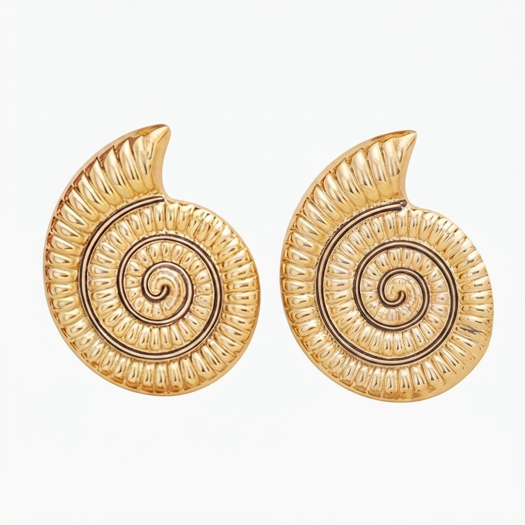 Boucles- NAUTILUS Ammonite Dorées