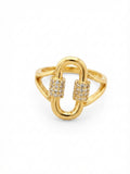 LINK - Bague Maillon Cadenas Pavé Doré