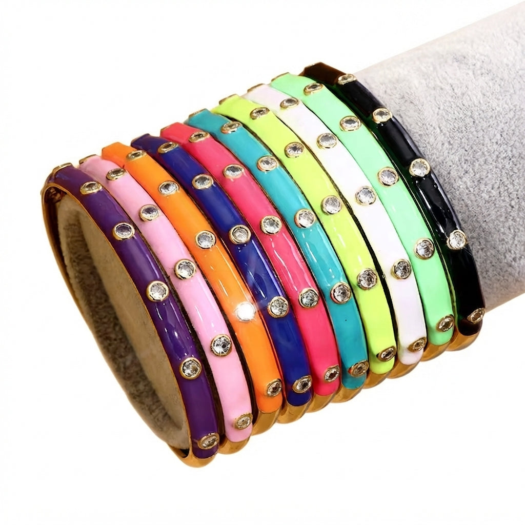 CANDY BRACELET - Bracelet Jonc Émail Strass