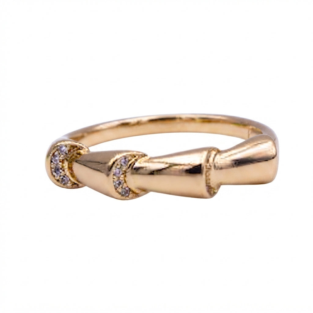 BAMBOO - Bague Jonc Bambou Pavé Rose Gold