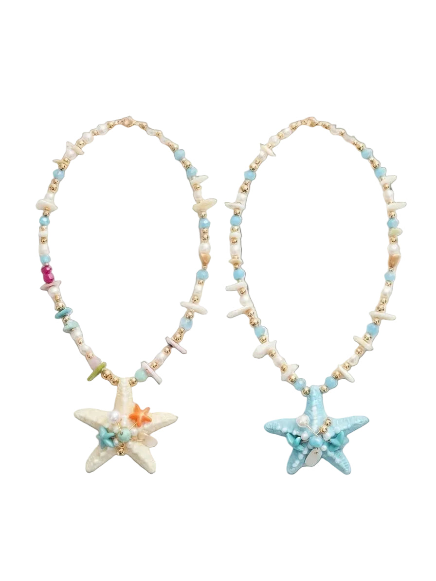 Collier Étoile de Mer STARFISH - Perles, Coquillages & Cristaux - Acier Inoxydable