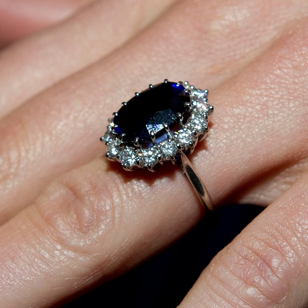 DIANA - Bague Saphir Royal Bleu & Diamants - Argent
