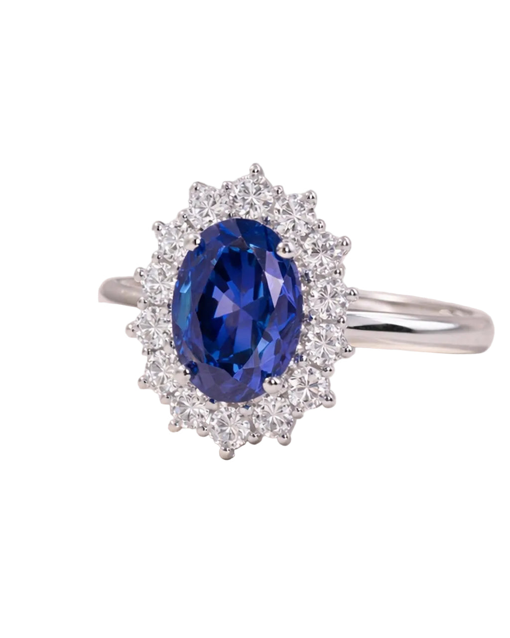 DIANA - Bague Saphir Royal Bleu & Diamants - Argent