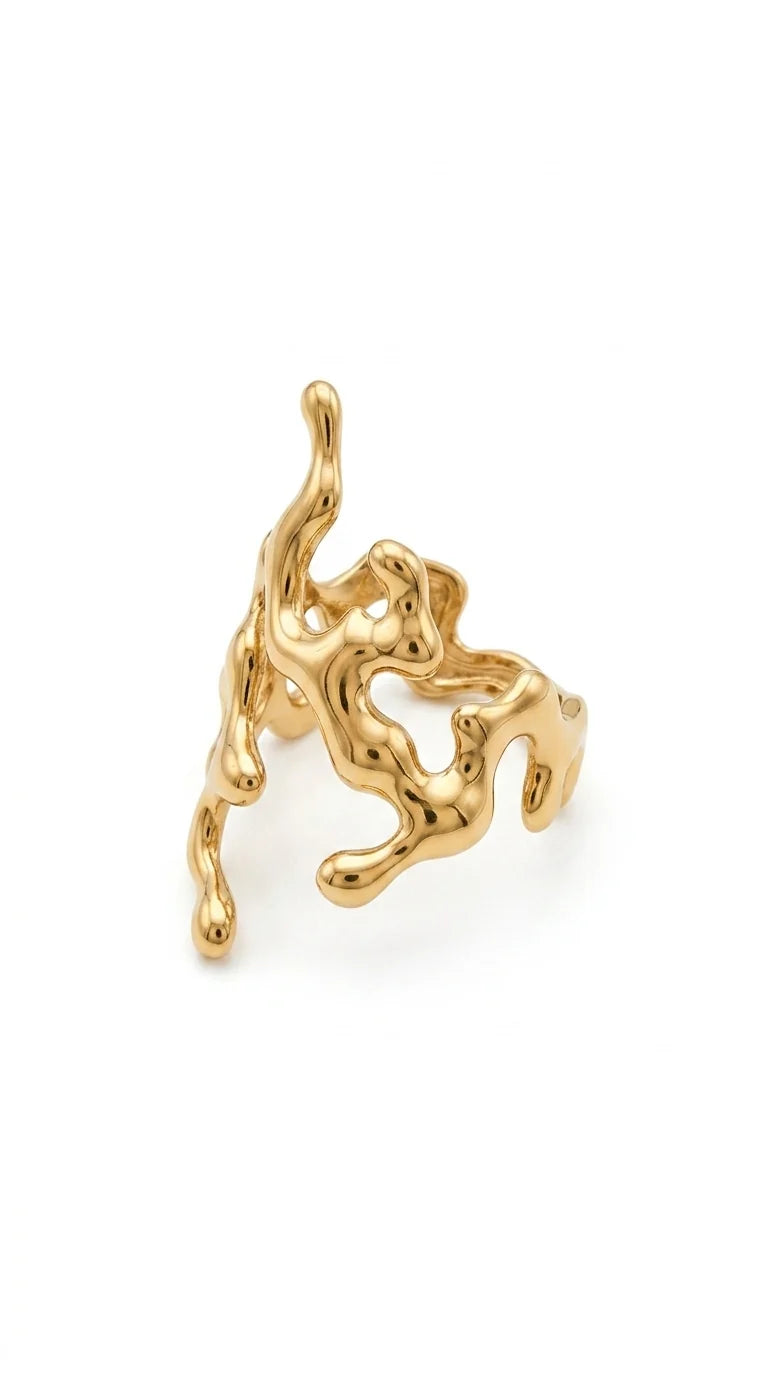 LAVA - Bague Organique Sculpturale Dorée