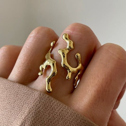 LAVA - Bague Organique Sculpturale Dorée