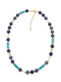 AZURE - Collier Perles Sodalite Bleu Nuit & Turquoise - Doré