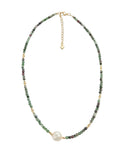 JADE - Collier Perle Baroque & Tourmaline Verte Doré