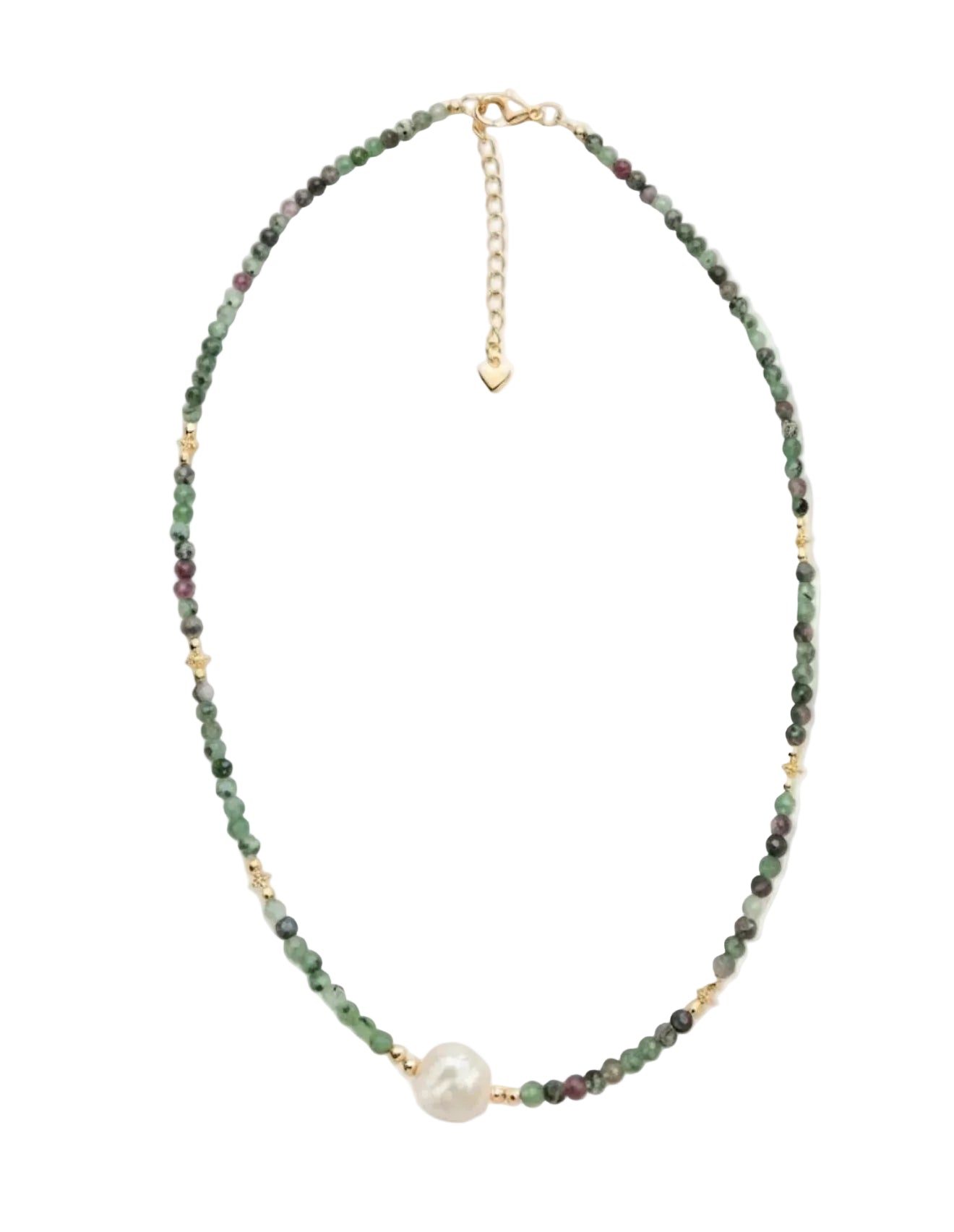 JADE - Collier Perle Baroque & Tourmaline Verte Doré