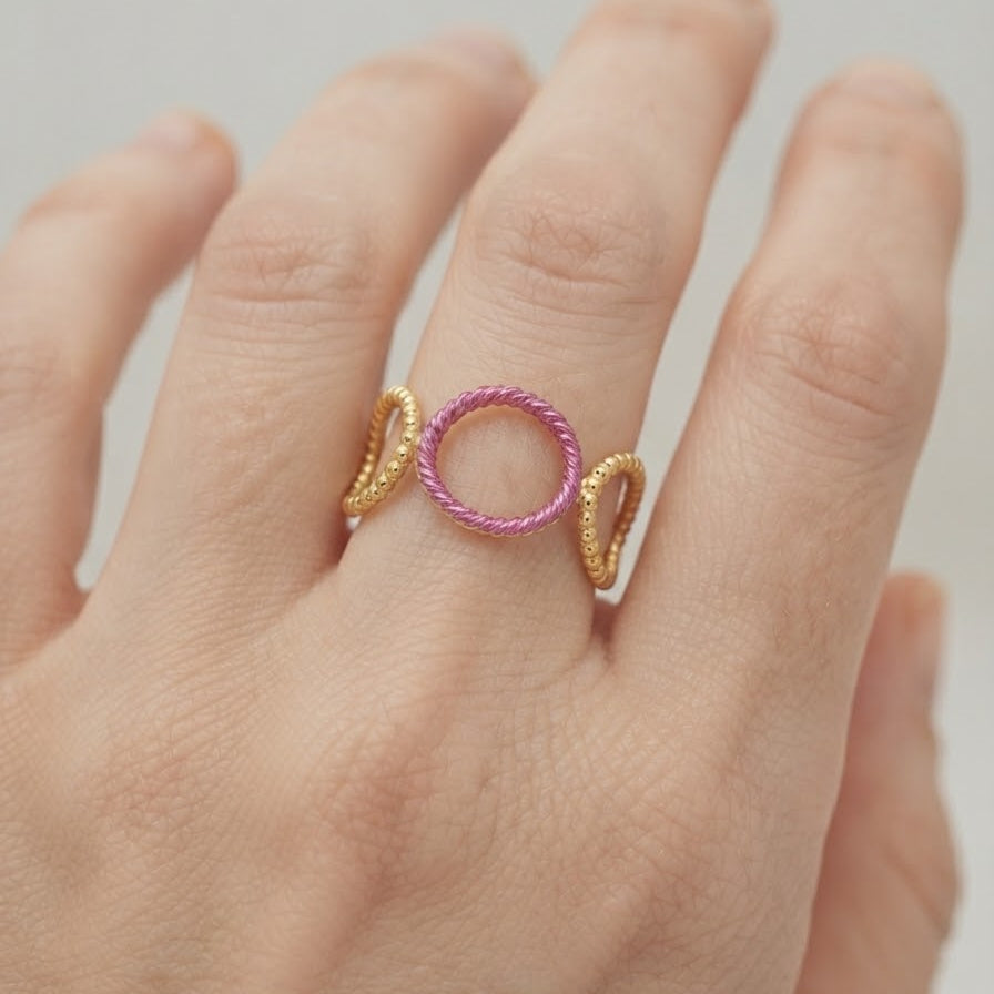 MUSA - Bague Triple Cercle Rose & Doré - Collection Winx