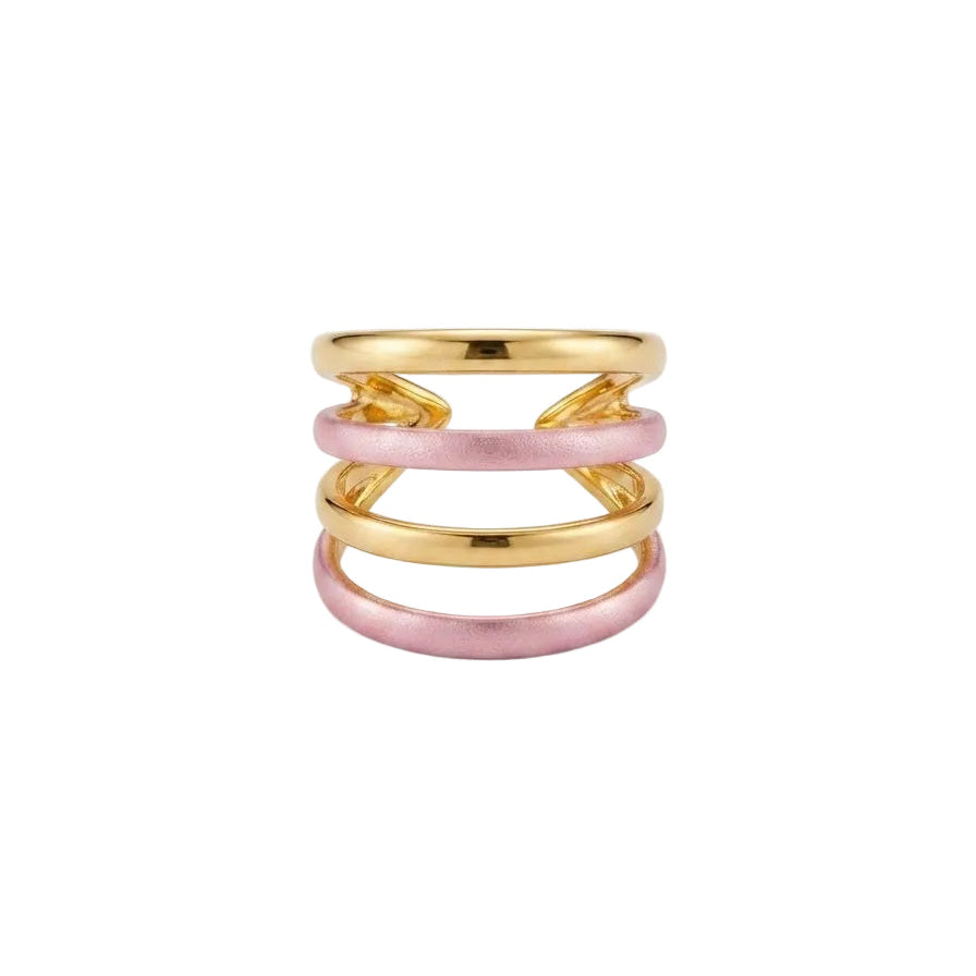 ROXY - Bague Spirale Double Rose & Doré - Collection Winx