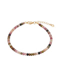 OURMALINE - Bracelet Perles Facettées Multicolores - Doré Coeur