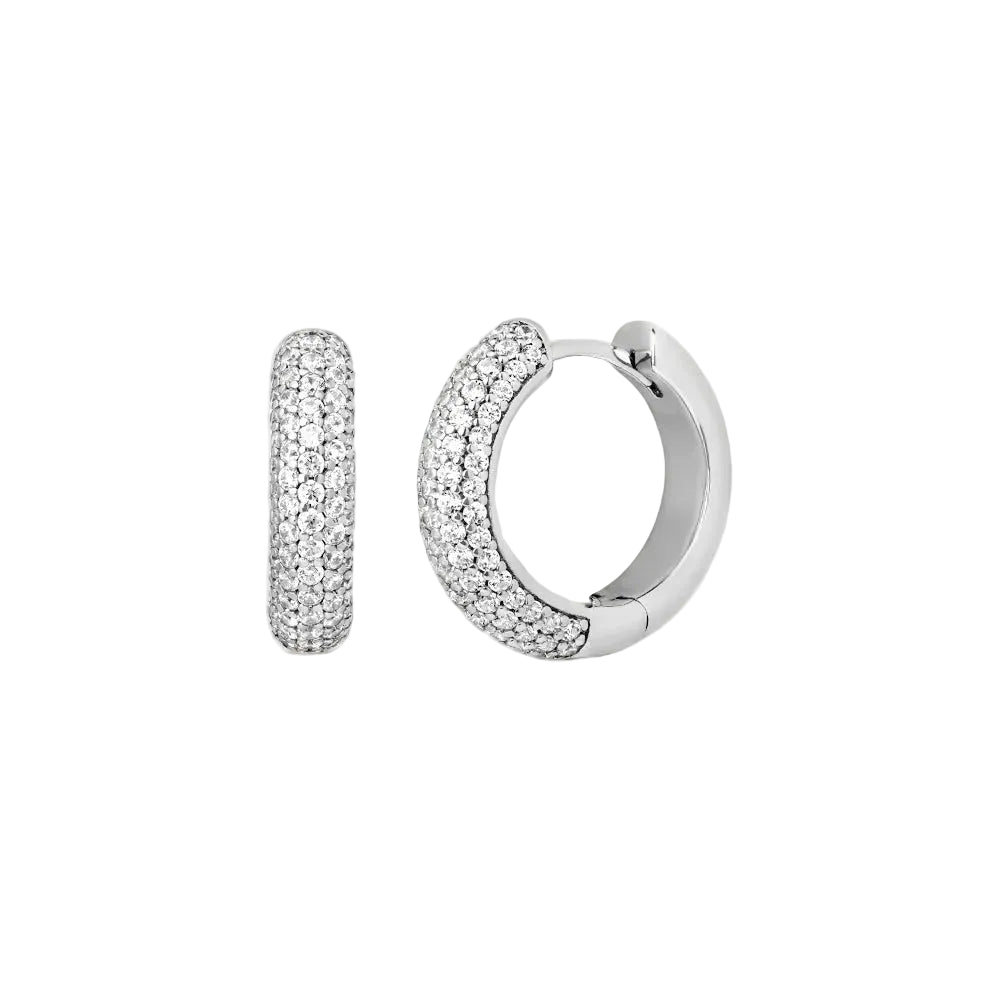ICE - Mini Créoles Pavé Full Strass Argenté