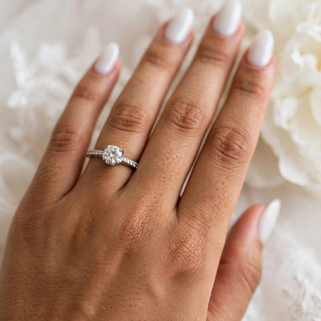 Bague ÉCLAT - Solitaire Pavé Argent