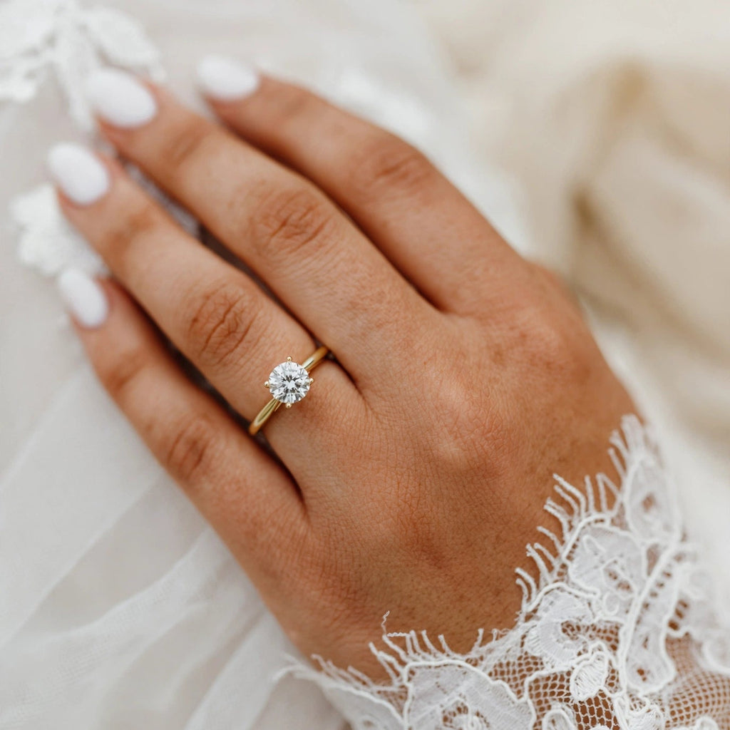 Bague SOLITAIRE - Diamant Éternel Doré