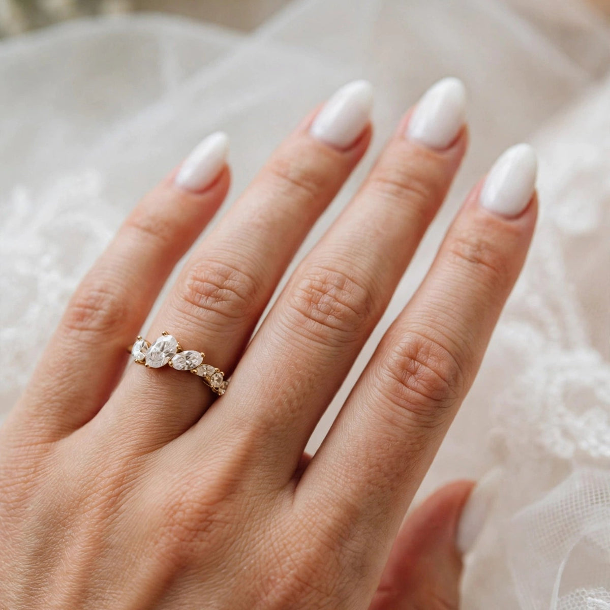 Bague COURONNE - Gouttes Diamants Dorée