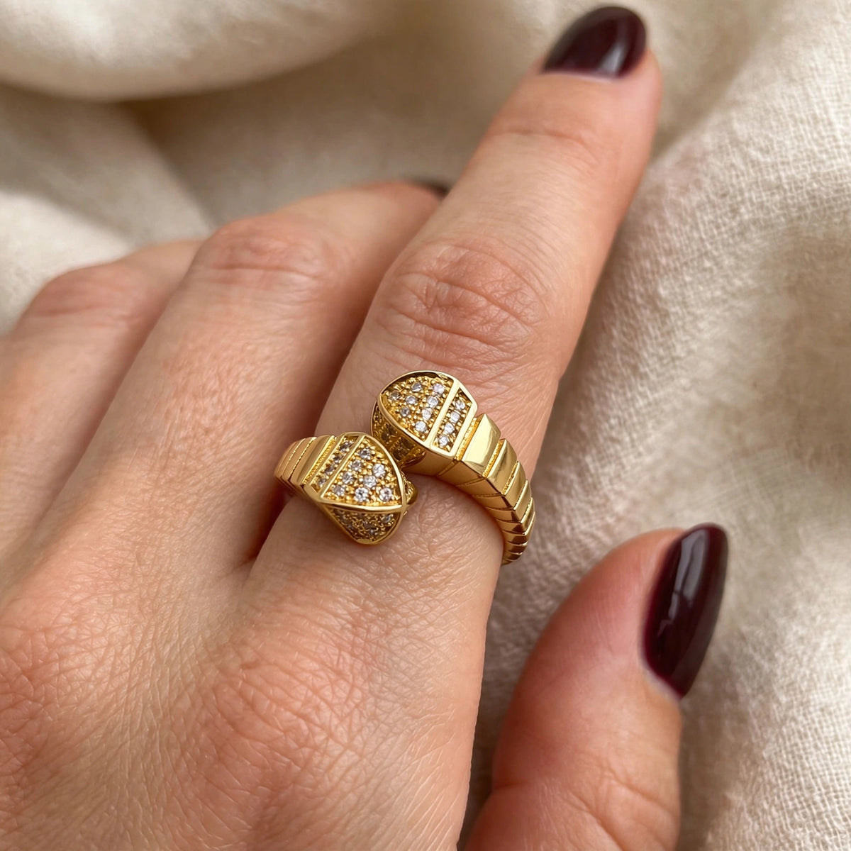 Bague SERPENTIA- Serpent Doré Pavé Cristal