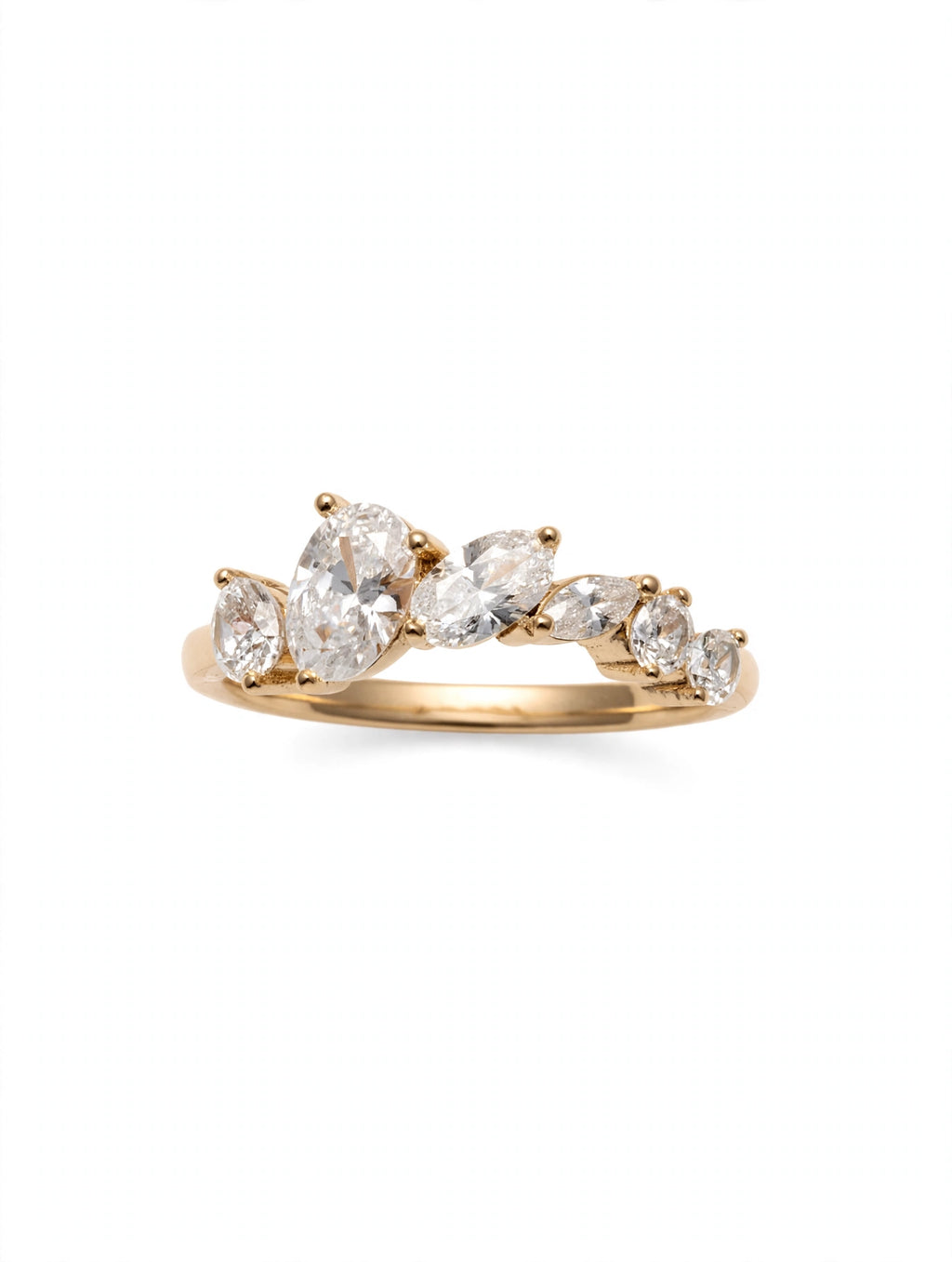 Bague COURONNE - Gouttes Diamants Dorée
