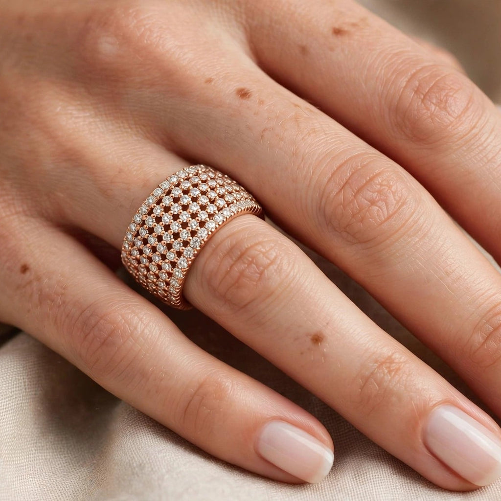Bague ROYALE - Dôme Large Full Pavé Rosé