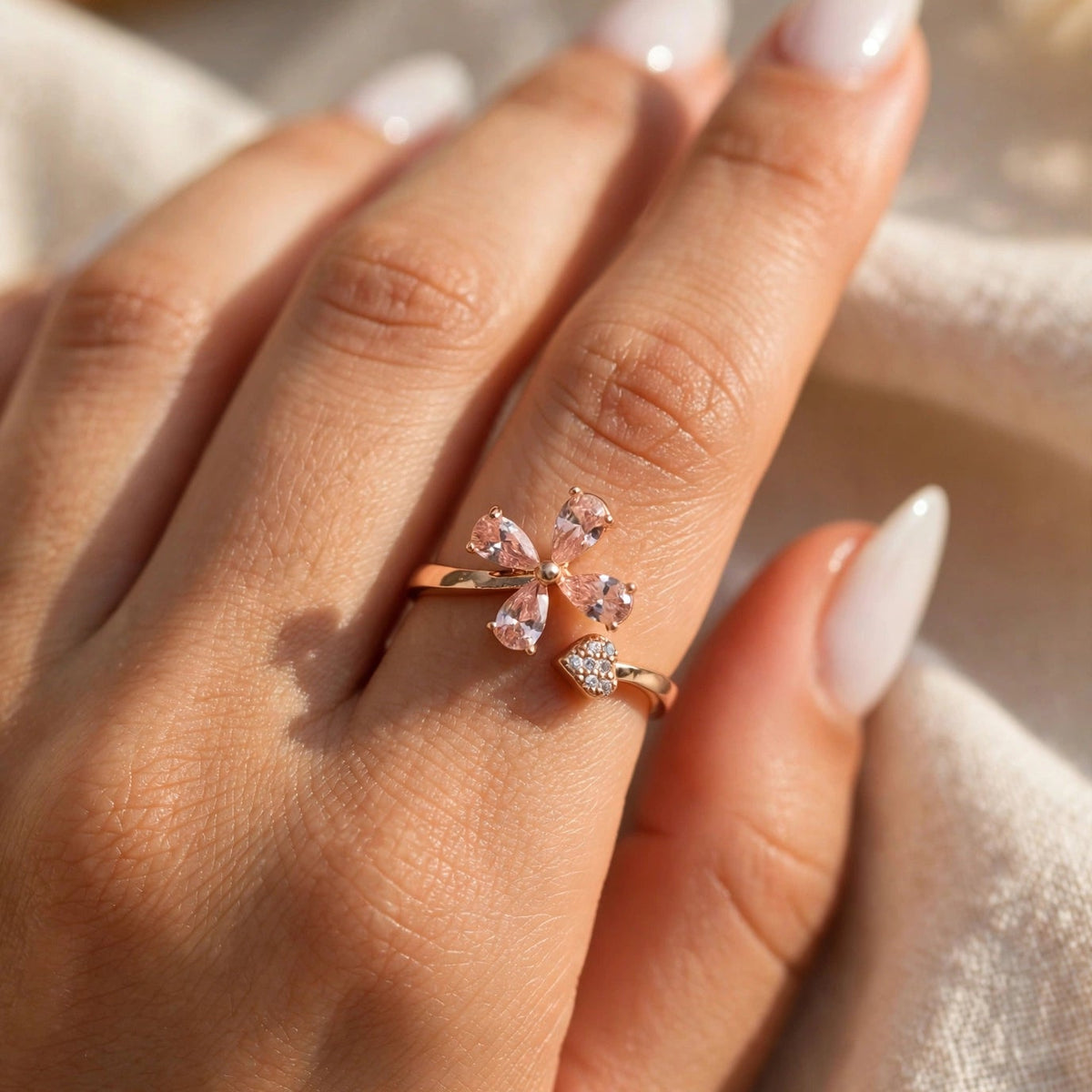 Bague BLOOM - Fleur & Cœur Rosé